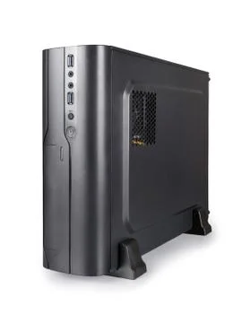 Small black desktop computer isolated with clipping path Stock-Fotos