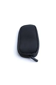 Small black protective zippered case pouch isolated on white background Stock Photos