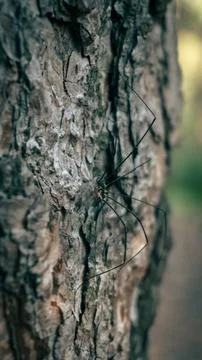 A small black spider on a tree Stock Photos