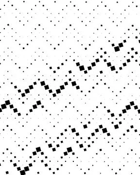 Small black squares form flowing diagonal waves across a bright white field.. Stock Illustration