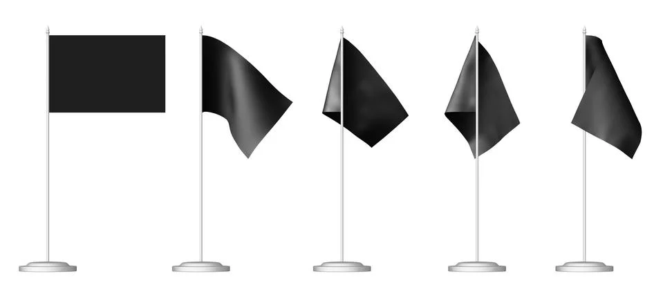 Small black table flag isolated set Stock Illustration