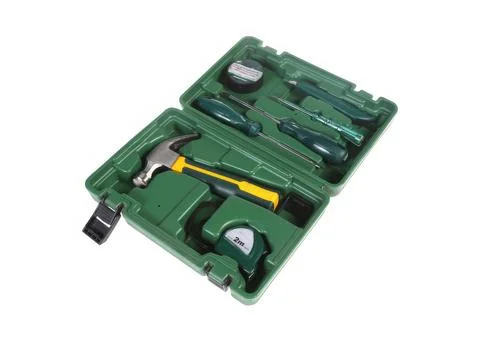 Small black toolbox set isolated on white background Stock Photos