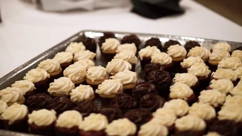 Small black white cakes Stock Footage 101045251