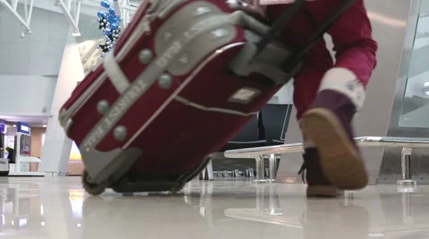 Small blonde lost in an airport. Stock Footage 64258331