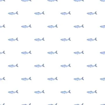 Small blue fish swimming in seamless pattern イラスト素材
