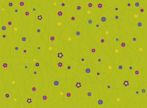 Small blue flowers on green pattern Stockillustratie