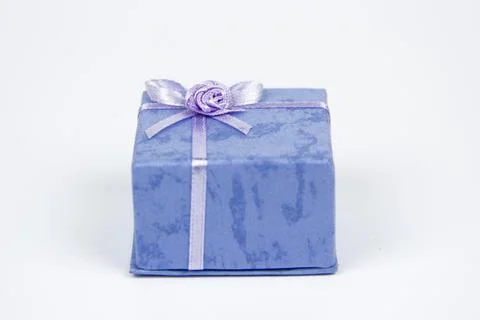 Small blue gift or ring box Stock Photos