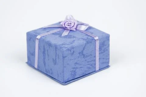 Small blue gift or ring box Stock Photos