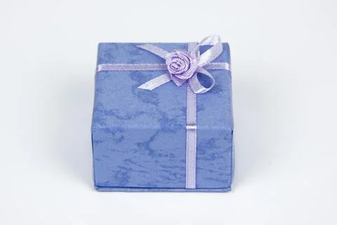 Small blue gift or ring box Stock Photos