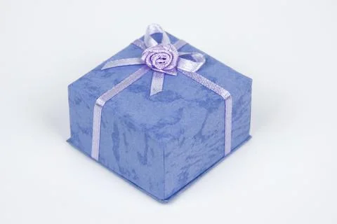 Small blue gift or ring box Stock Photos