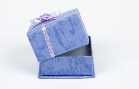 Small blue gift or ring box Stock Photos