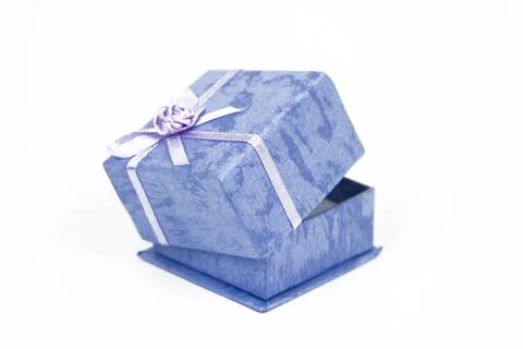 Small blue gift or ring box Stock Photos