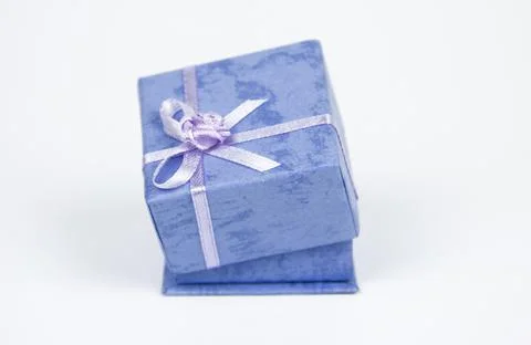 Small blue gift or ring box Stock Photos