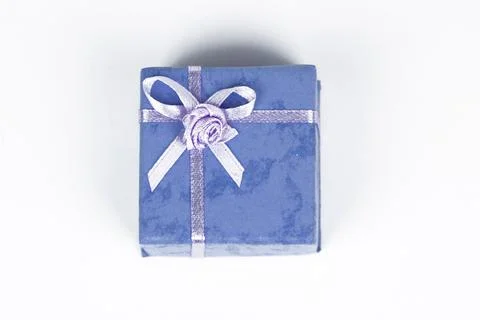 Small blue gift or ring box Stock Photos
