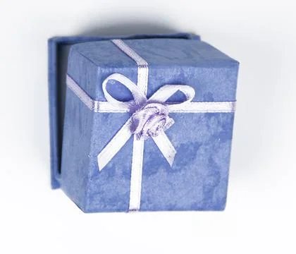 Small blue gift or ring box Stock Photos