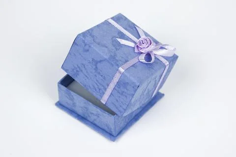 Small blue gift or ring box Stock Photos