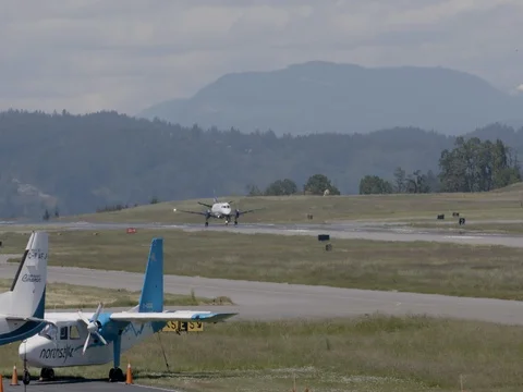 Small Blue Jet Taking Off Sunny Summer Day Airport Stock Footage 76410094
