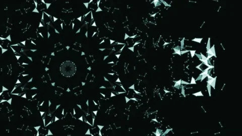 Small blue particles forming a flower on the black background. Stock Footage 131181839
