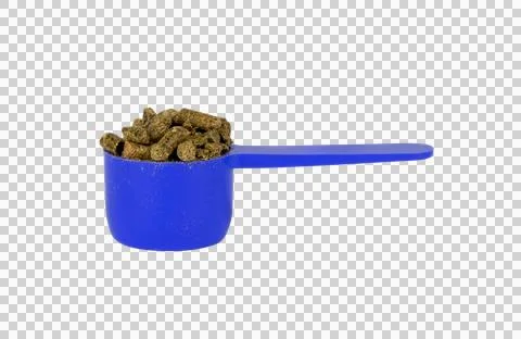 Small, blue, plastic measuring scoop with veterinary supplement isolated fr.. Stock Illustration