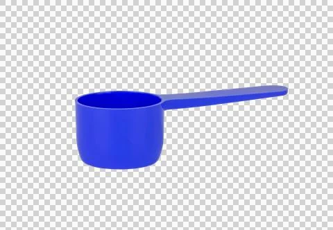 Small, blue, plastic measuring scoop isolated from background Stock Illustration