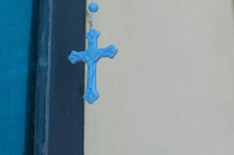 Small blue religious cross Stock-Fotos