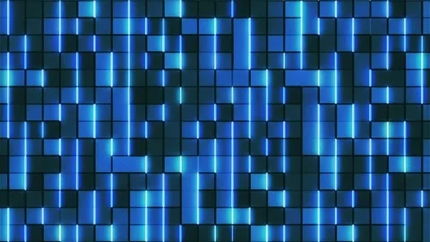 Small blue square shapes glow with light edges. Stock Footage 323698588