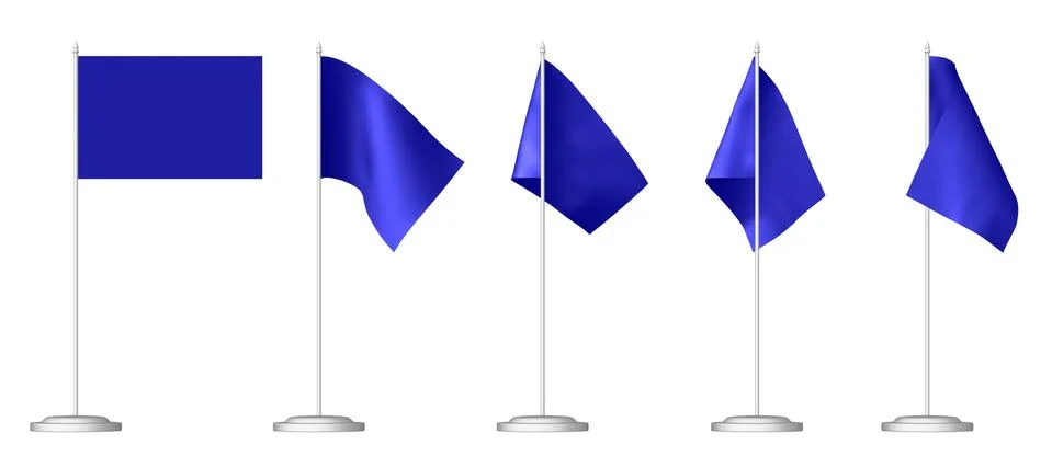Small blue table flag isolated set Illustrazione stock