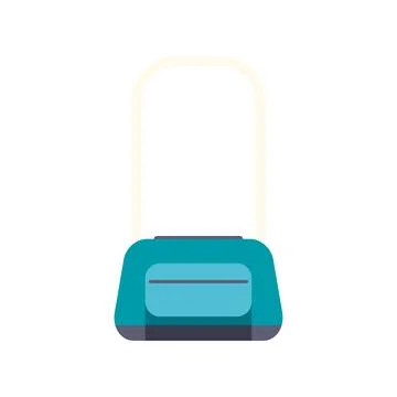 Small blue vacuum cleaner standing on white background Stock Illustration