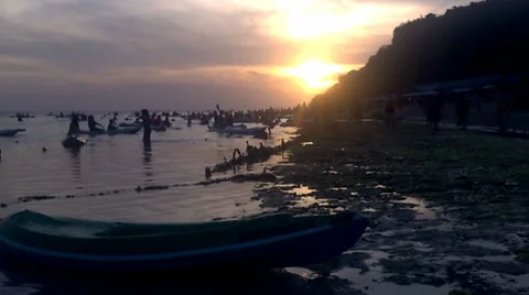 Small Boat at beach, Bali. Stock Footage 35532203