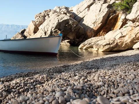 Small boat on the beach Stock Photos