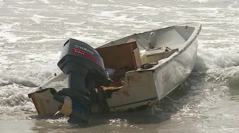 Small Boat Beached Stock Footage 11830004