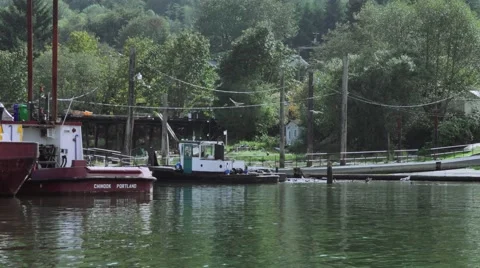 Small boat at dock Stock Footage 44494640