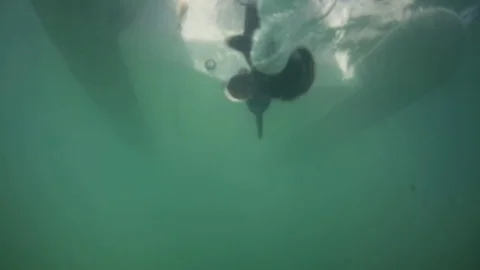 Small boat engine underwater Stock Footage 72652940