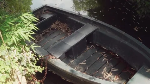 Small boat forgotten Stock Footage 245413470