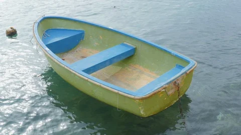 Small boat moored.Static.Floating. Stock Footage 123165740