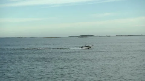 Small boat navigating fast  Video stock 43317420