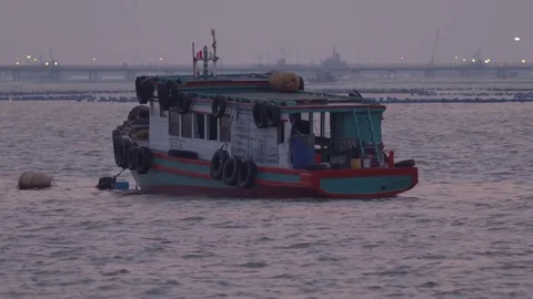 Small boat in the ocean Video stock 72473057