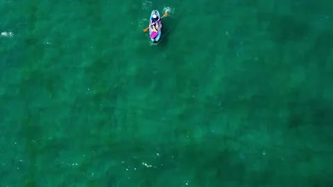 Small boat  in the ocean Stock Footage 136480805