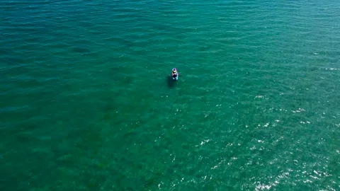 Small boat  in the ocean Stock Footage 137291481