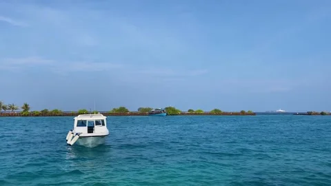 Small boat on ocean Stock Footage 171623108