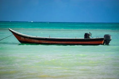Small boat in the ocean Foto stock