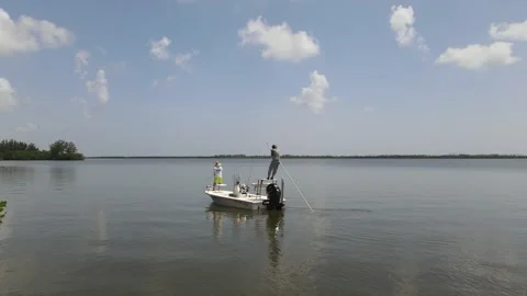 Small boat in open water Video stock 247078817