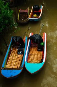 Small boat in river 写真素材