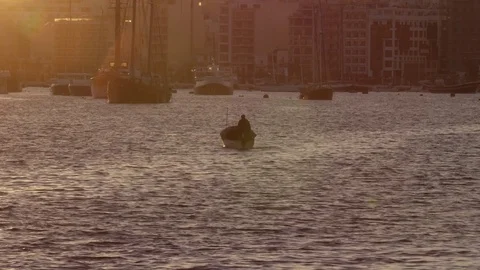 Small boat sailing Stock Footage 74659306