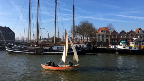 Small boat sailing 스톡 동영상 103495823