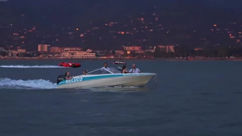 Small boat at sea Stock Footage 211056181