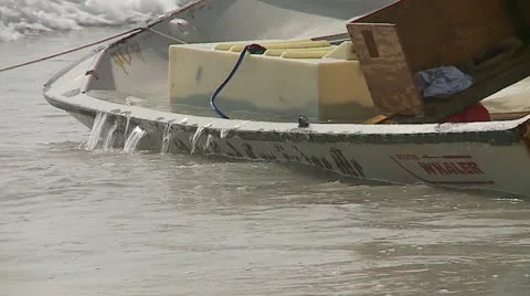 Small Boat Washed Ashore TIGHT Stock Footage 11829982