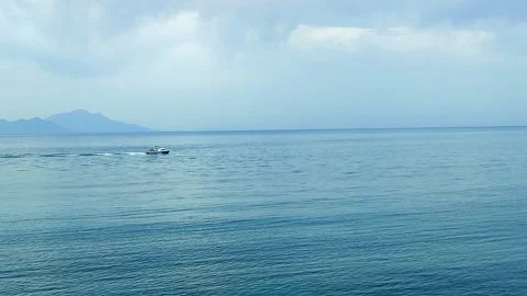 Small boat on the water Stock Footage 196341953