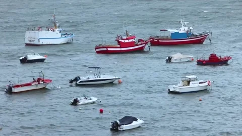 Small boats at anchor Stock Footage 219939065