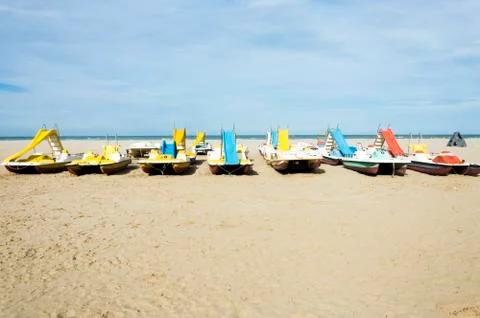Small boats on the beach Stock Photos